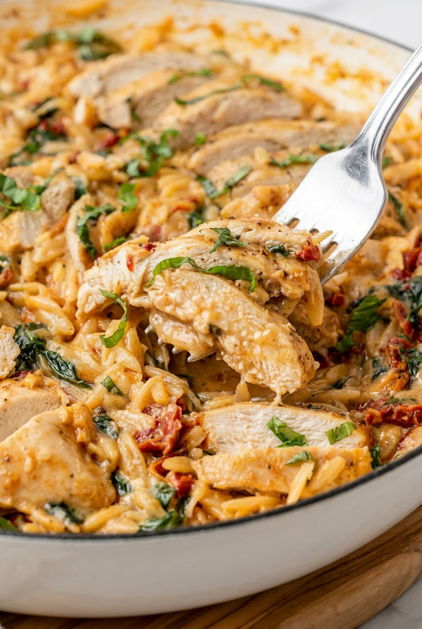 Golden-brown seared chicken pieces being lifted with tongs from a dark skillet, leaving flavorful browned bits on the bottom of the pan.